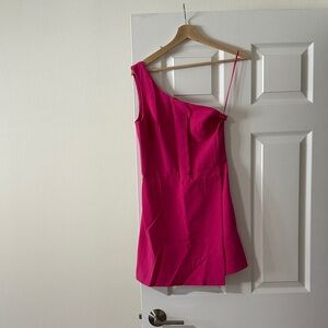 French Connection One-Shoulder Fuchsia Mini Dress